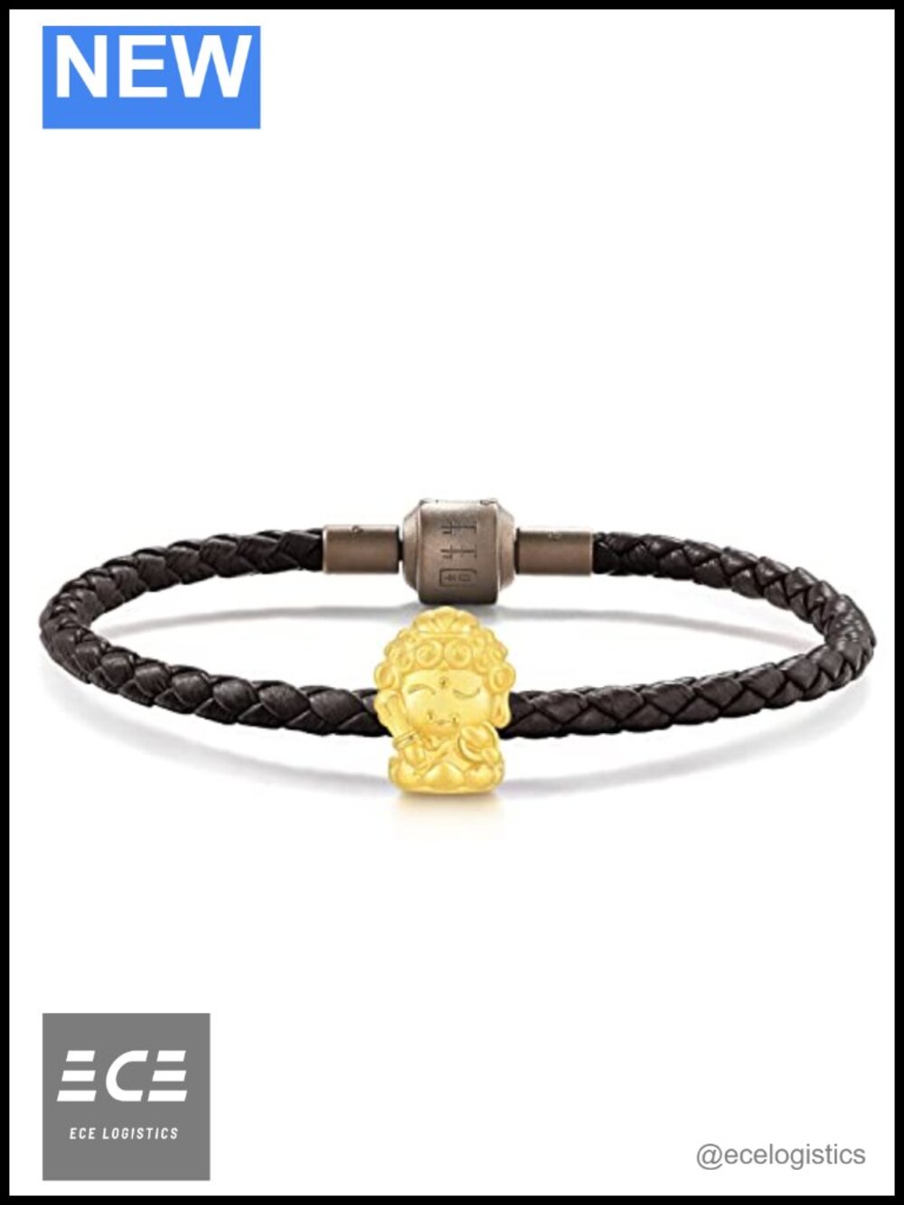 999 24K Solid Gold Zodiac Buddha Mini Charm Bracelet Unisex